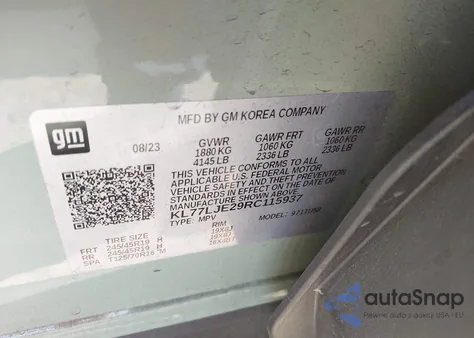 2024 Chevrolet Trax Fwd 2Rs z USA, uszkodzony, nr VIN KL77LJE29RC115937